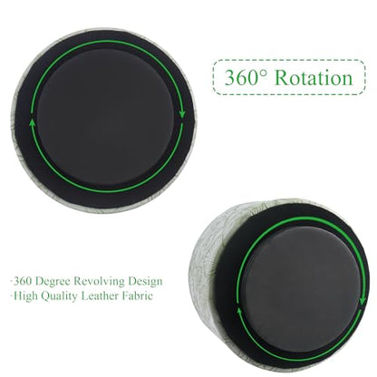 Round Leather Art Supply Organizer,Remote Control Holder,360 Degree Spinning,Multi-Functional Pencil Holder,4 Compartments Desktop Stationary Organizer(1-Carved Green) - color: 1-Carved Green