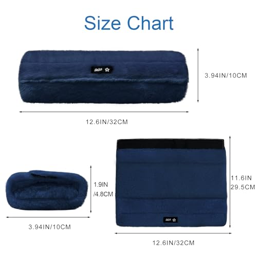 SPRING SEAON Wheelchair Armrest Pads Covers Fuzzy Desk Chair Arm Pads Soft - color: Navy Blue