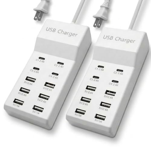 Multiple USB Charging Station for Multiple Devices USB Power Strip 2 Pcs - color: White 2 Pcs
