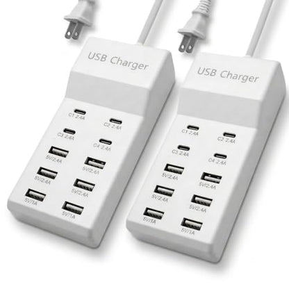 Multiple USB Charging Station for Multiple Devices USB Power Strip 2 Pcs - color: White 2 Pcs