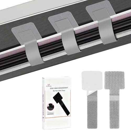 Desk Cable Management, Wire Organizers for Cords - Upgrade 48 PCS Grey Sticky Back Self Adhesive Cable Ties, Hook and Loop Straps for Home or Office Use - color: Grey