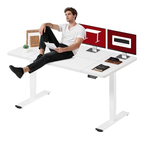 SANODESK Dual Motor 71''x 32'' Large Height Adjustable Standing Desk | Sit Stand Desk with Splice Board for Home Office, Ergonomic Computer Workstation, Study & Gaming, White Frame/White Top - color: White Frame+ White Top, size: 71x32