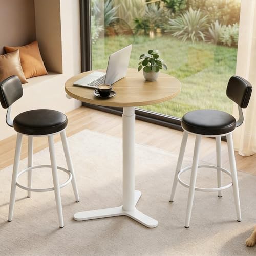 FLEXISPOT Gas Spring Lift Sit-to-Stand Table,20" Round Bar Table - color: Light Oak, size: 20‘’