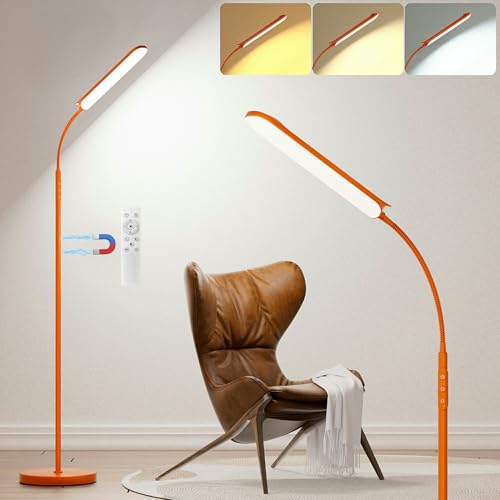 Yikuneng Dimmable LED Floor Lamp, Super Bright Reading Lamps Floor Standing lamp with Remote & Touch Control, Orange - color: Orange