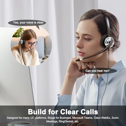 MKJ USB Headset for Computer Laptop, Noise Canceling Mic, in-line Control