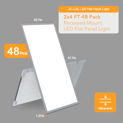 2x4 LED Flat Panel Light,Selectable 5CCT,0-10V Dimmable,48 Pack - size: 2x4FT-48pack