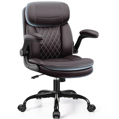 Office Desk Chair, Ergonomic Computer Chair with Unique Dual-Layer Support - color: Dark Brown
