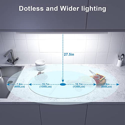 WOBANE Dimmable Under Cabinet Lighting, 24in Plug in LED Counter Light Bar | Hand Wave Activated, Touchless for Kitchen Cabinet, Shelf, Under Desk, Color Tunable 2700K to 6500K,White Panel,1400LM - size: 24 inch
