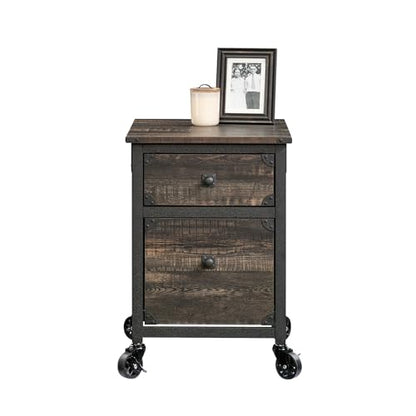 File Pedestal with 2 Drawers, Dark Oak Finish Mobile Storage Cabinet for Letter Size Files, Office Organization with Smooth Glide Drawers and Casters (20.87" x 23.86" x 26.58")