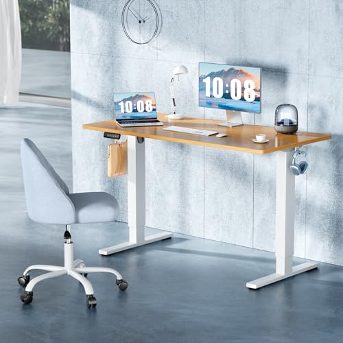 DUMOS 48 Inch Electric Standing Desk, Memory Adjustable Home Office Desk - color: Natural Oak, size: 48-Inch