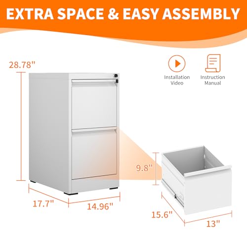 Metal File Cabinet with Drawer Heavy Duty Locking File Cabinets | Home Office Steel Filing Cabinet Vertical File Cabinets for Legal/Letter Size File,Assembly Required - color: White, size: 28.8"H-2 drawers