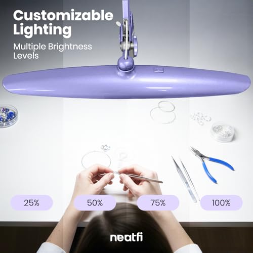 Neatfi LED Desk Lamp, 2200 Lumens, 24W, 20-Inch Wide Head (Lavender) - color: Lavender, size: Non-CCT with Clamp