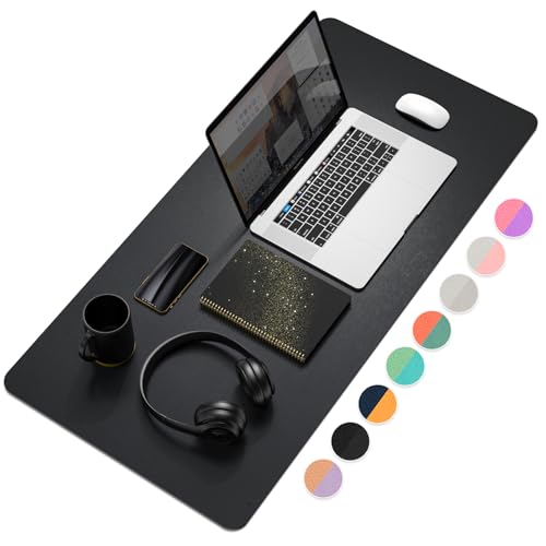 YSAGi Desk Mat, Mouse Pad,Waterproof Leather Desk Pad Large for Keyboard and Mouse,Dual-Sided Mouse Mat for Office and Home (35.4" x 17", Black) - color: Black, size: 17" x 35.4"