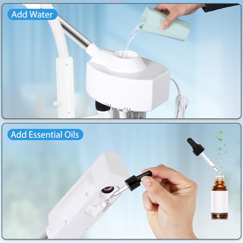 2 in 1 Facial Steamer 5X Magnifying Lamp - Hot Ozone Spa Machine, Mist Face Salon Beauty Skin Care Equipment - size: 2 in 1 Facial Steamer