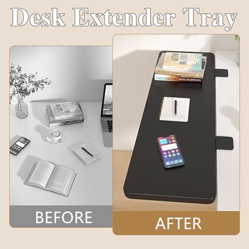 20 x 7.8 Inch Adjustable Ergonomic Clamp-On Desk Extender Tray, Black - color: Black