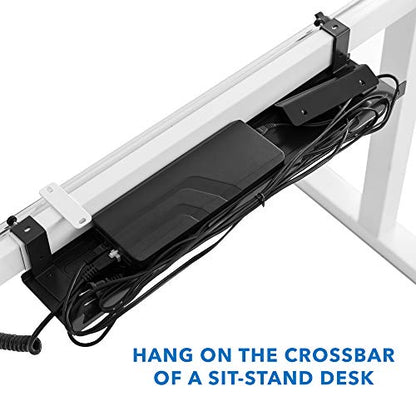 Mount-It! Premium Under Desk Cable Management Tray – 23" Heavy-Duty Steel Cable Tray & Cord Basket for Standing Desk & Home Office, Secure Crossbar or Screw Mount Wire Organizer (Black)