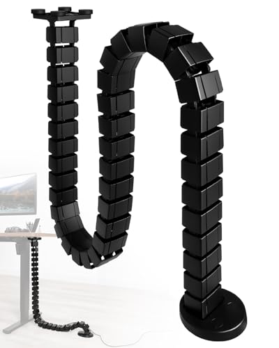 Under Desk Cable Management Spine, Magnetic Wire Organizer Black - color: Black
