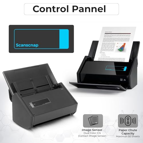 IX500 Scansnap Receipt Scanner - 1 Year Warranty, USB High Speed Cloud Enabled Document & Photo Scanner for Mac & PC - ADF with Duplex Scanning w/ 16V, USB 3.0 Cable, Cloth (Renewed)