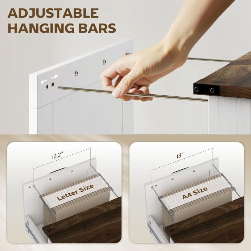 HOMCOM 2 Drawer Vertical File Cabinet with Silent Slides, Distressed White - color: Distressed White