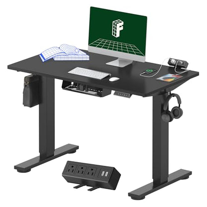 FLEXISPOT EN2 40"x24" Whole-Piece Standing Desk with Power Strip, Black - color: Black Top + Black Frame, size: 40x24"