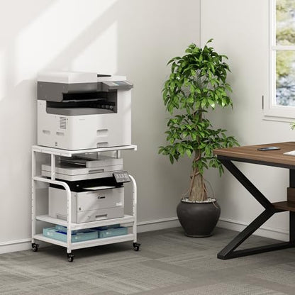 Fannova White Printer Stand Table, 23.6"x18.9"x30" Large Size with Storage - color: White, size: 23.6"W x 18.9"D x 30"H