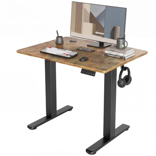 Claiks Electric Small Standing Desk, 32x19 Inch, Rustic Brown - color: Rustic Brown, size: 32 Inch