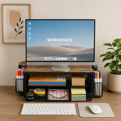Office Desk Accessories, Monitor Riser Computer Stand, Storage Desk Shelf for Desktop Organizing