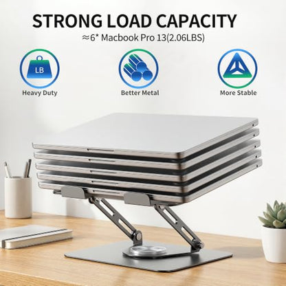 ALASHI 360° Rotating Laptop Stand, Multi-Angle, 10-17", Grey - color: E-Grey