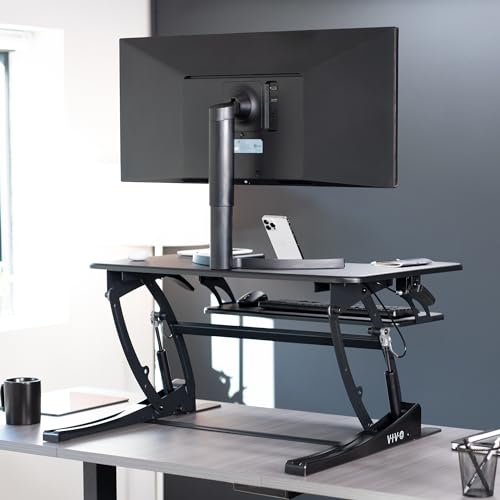 VIVO Black 32 inch Standing Desk Converter, DESK-V000VS - color: Black, size: 32"