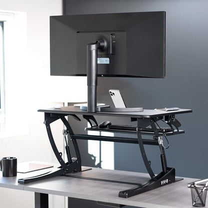 VIVO Black 32 inch Standing Desk Converter, DESK-V000VS - color: Black, size: 32"