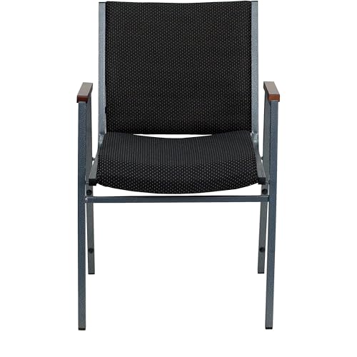 Flash Furniture Hercules Fabric Stack Chair with Arms, Black - color: Black Patterned Fabric, size: Set of 1