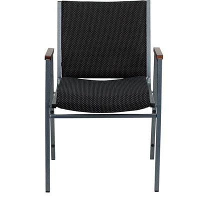 Flash Furniture Hercules Fabric Stack Chair with Arms, Black - color: Black Patterned Fabric, size: Set of 1