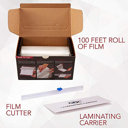 GBC Select-A-Size Thermal Lamination Film, 3 Mil x 100' Laminating Roll for 9" & 12" Pouch Laminators, Customized Sheet Size, Glossy Finish, Trimmer Included (39069) (Pack of 4)