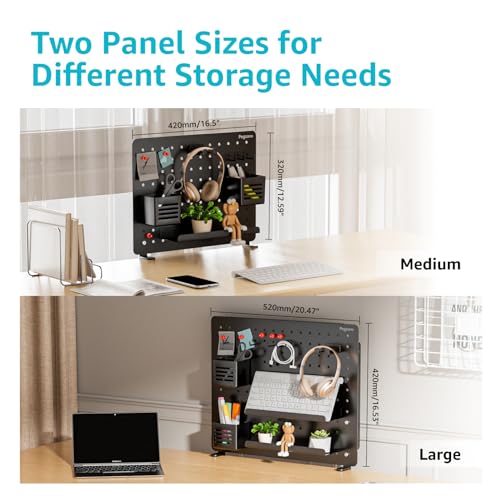 PEGZONE Clamp on Desk Pegboard, 20.4" x 16.5", with 15 Accessories, Black - color: Black, size: Large