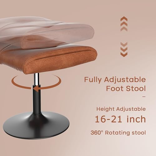 VECELO Foot Rest Under Desk Ottoman, PU Height Adjustable Footrest with Comfort Padding, Leg Rest for Desk for Relieving Leg Pain, Stiffness, and etc, Brown - color: Brown