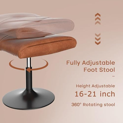 VECELO Foot Rest Under Desk Ottoman, PU Height Adjustable Footrest with Comfort Padding, Leg Rest for Desk for Relieving Leg Pain, Stiffness, and etc, Brown - color: Brown