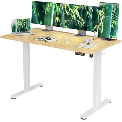 Claiks Electric Height Adjustable Standing Desk, 55x24 Inch, Bamboo | Smooth Height Adjustment, 3 Memory Presets, Cable Management Hub&Hook, Stable Steel Frame, 176lbs Capacity, Easy Assembly - color: Bamboo, size: 55