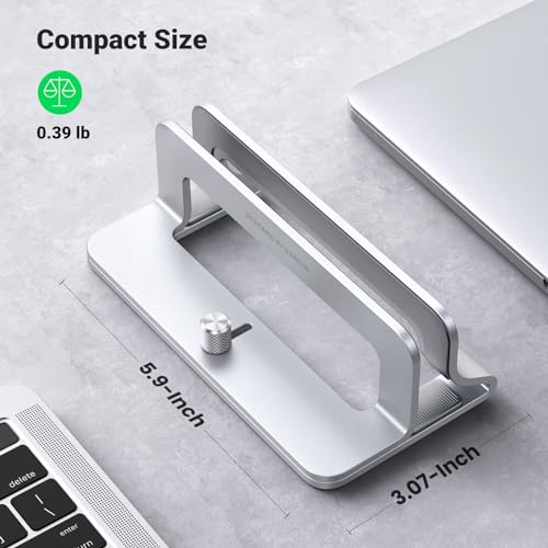 UGREEN Vertical Laptop Stand Holder for Desk Compatible with MacBook Pro, MacBook Air Stand Vertical Aluminum Adjustable for Up to 17.3 Inch Gaming Laptop, Silver - color: Silver