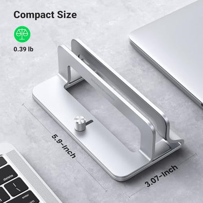 UGREEN Vertical Laptop Stand Holder for Desk Compatible with MacBook Pro, MacBook Air Stand Vertical Aluminum Adjustable for Up to 17.3 Inch Gaming Laptop, Silver - color: Silver