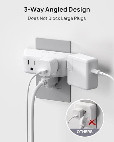 Desk Clamp Power Strip, Surge Protector with 5 AC Outlets and 3 USB Ports + TROND Outlet Extender Surge Protector - Multi Plug Wall Outlet with 4 Grounded Sockets