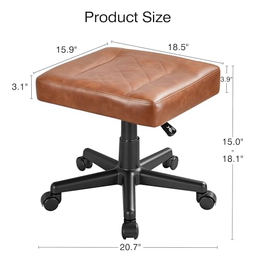 VECELO Under Desk Footrest, PU Ergonomic Foot Rest with Wheels, Comfort Padding, Height Adjustable for Relieving Leg Pain, Stiffness, and etc, Brown - color: Brown