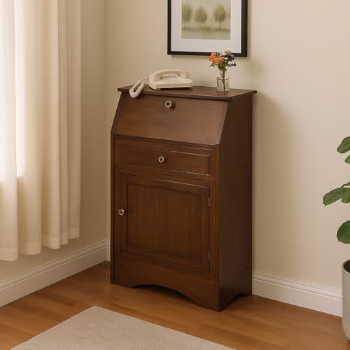Ergode Walnut Secretary Desk with Fold-Down Table