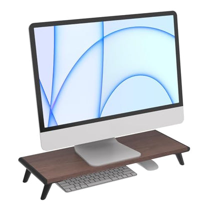 loukin Monitor Stand Riser for Desk, 22.4" × 8.2" Computer Stand, Brown | Supports 22 lb, No Installation Required, Water-Resistant Surface, Fits Laptops and Printers, Ergonomic Design