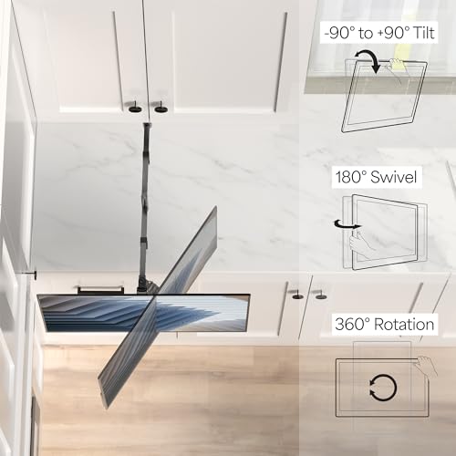 VIVO Under Cabinet Articulating 13 to 27 inch Single Monitor and Small TV Mount, Height Adjustable Long Extension Arm, Max VESA 100x100, Black, MOUNT-VC01A