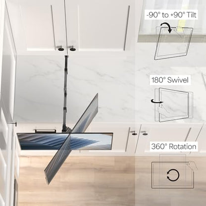VIVO Under Cabinet Articulating 13 to 27 inch Single Monitor and Small TV Mount, Height Adjustable Long Extension Arm, Max VESA 100x100, Black, MOUNT-VC01A