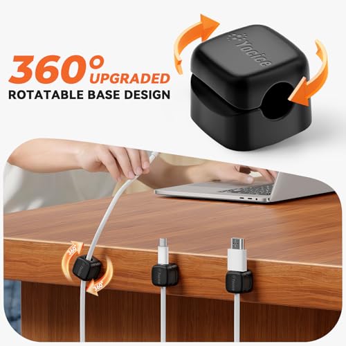 6Pack Rotatable Cord Organizer,Spring Cable Clips Desk Cable Management Cord Holder Adhesive Phone Charger Cord Clips for Home Office Car wall Nightstand Accessories, Black - color: Black, size: 6Pack
