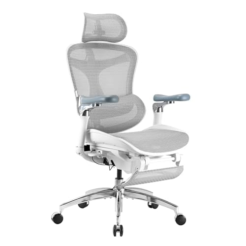 SIHOO Doro C300 Pro Ergonomic Office Chair with Footrest, Soft 6D Armrests | Dynamic Lumbar Support, Seat Depth Adjustment, Adjustable Backrest, Big & Tall Desk Chair for Home Office, Grey - color: Grey, size: Pack of 1