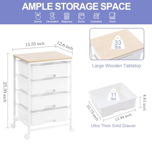 SYKIARIOL Rolling Cart with Drawers, 4-Drawer Utility Cart, Bright White - color: Bright White, size: 4 Drawers