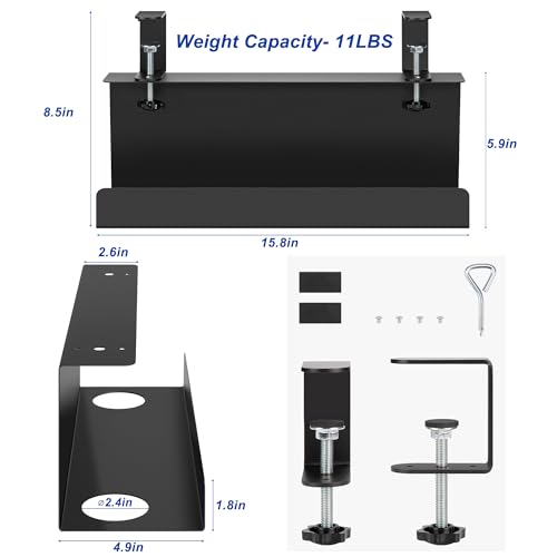 ZhiYo 16in Cable Management Under Desk Tray, 4.9in W x 5.9in H, Black - size: 4.9in W x 5.9in H x 16in L