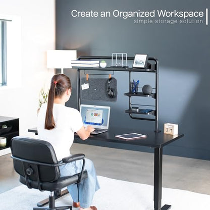 VIVO Black Clamp-on 38 inch Desktop Shelving System, DESK-SHELF38A | Raised Accessory Storage Shelves, Magnetic Memo Board Desk Organizer, Shelving for Sit Stand Workstation